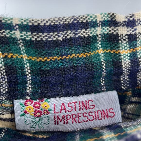 Vintage Lasting Impressions wool (?) plaid pleated wrap academic midi skirt - Picture 5 of 6